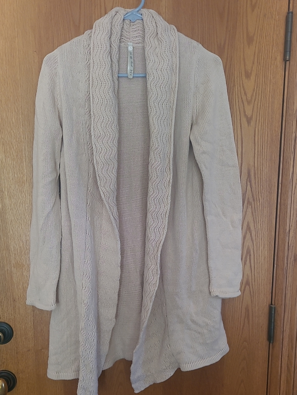 Leo & Nicole Cream Open-Front Knit Cardigan with Shawl Collar